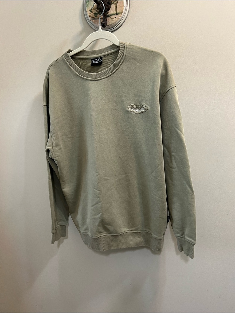 Von Dutch Olive Crewneck French Terry Pull Over Sweatshirt Size M Unisex
